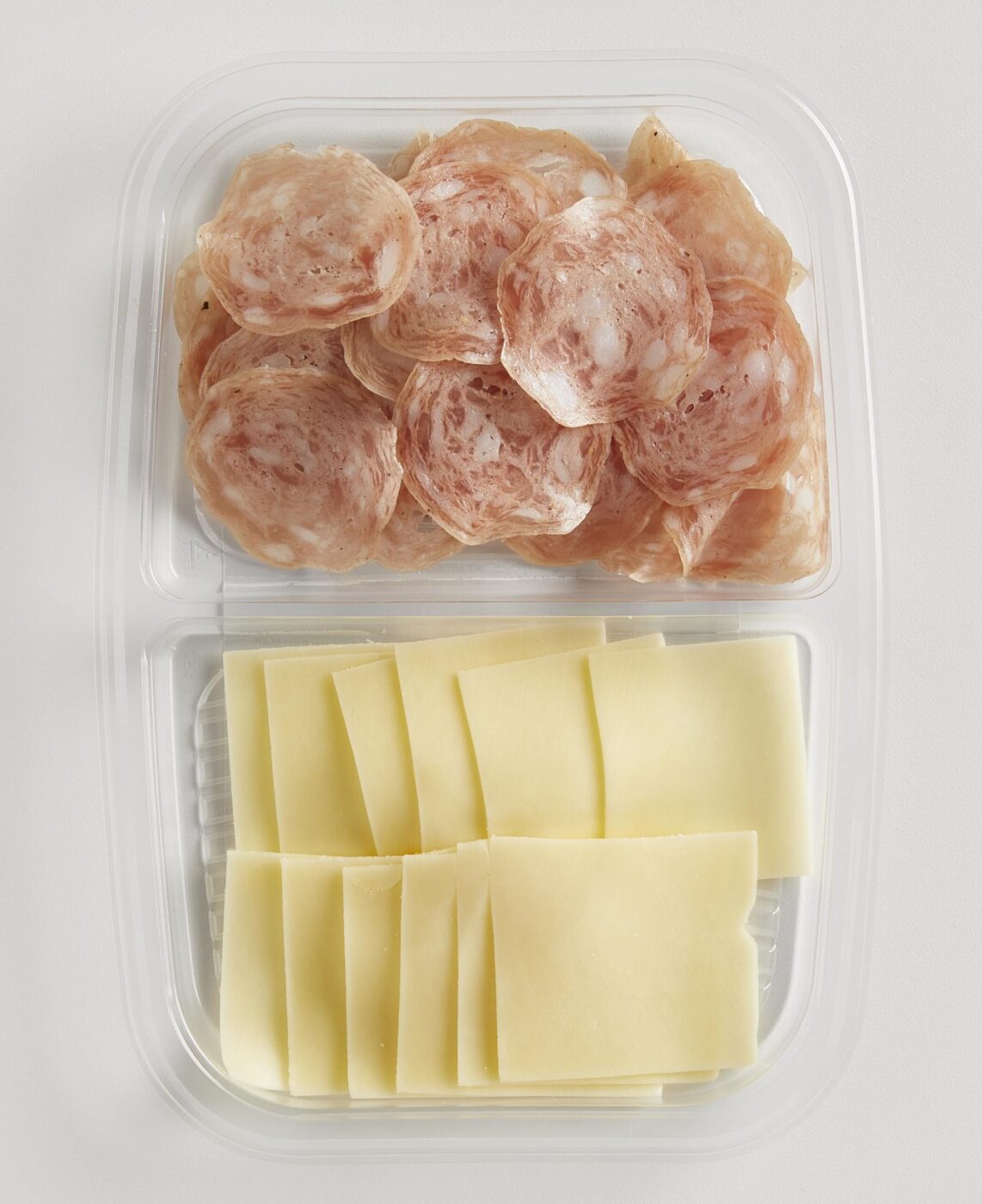 Meat and Cheese snack side by side